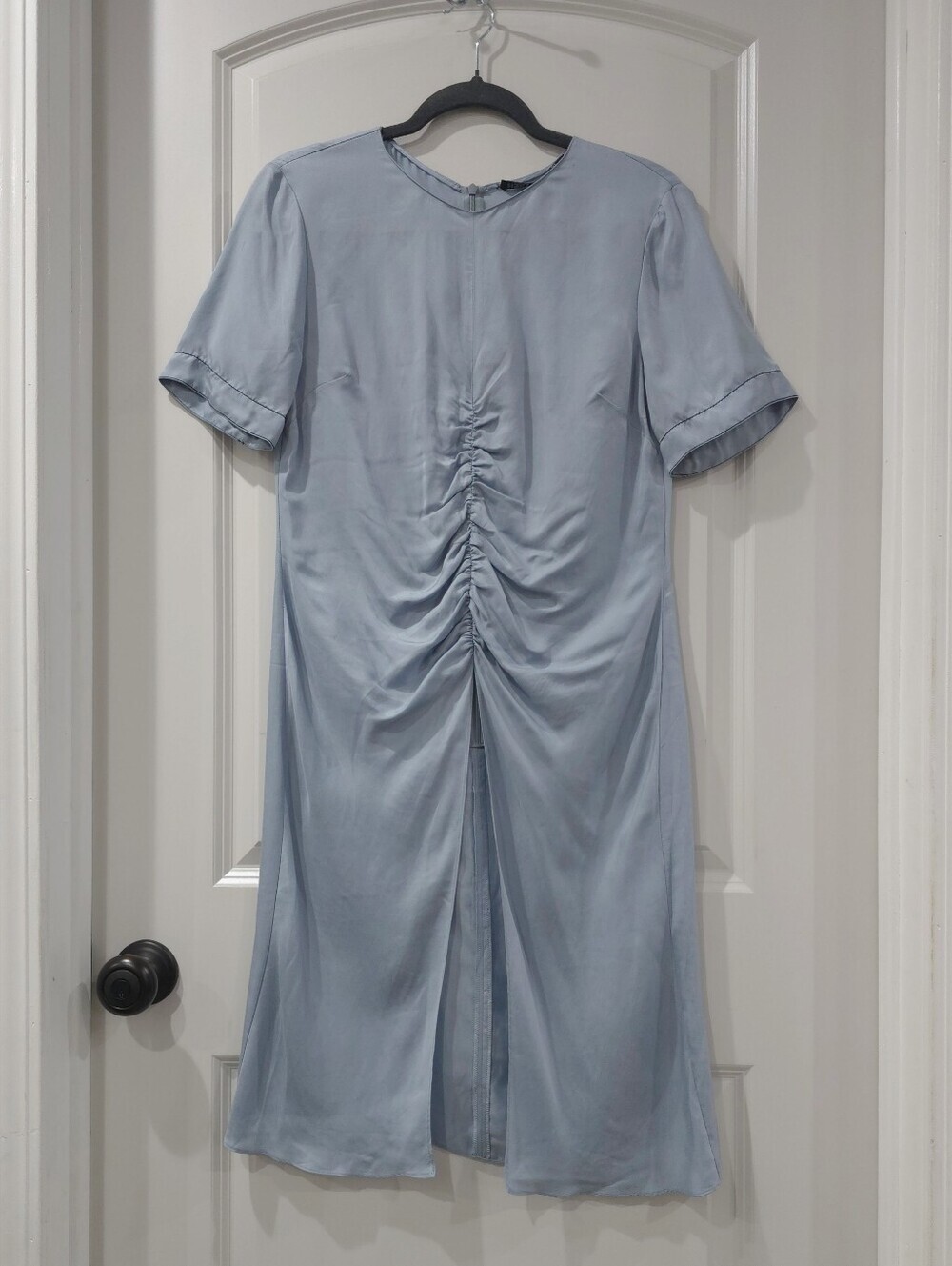 ZARA Refined Lagenlook Satin Powder Blu Tunic, Minimalist Effortless Chic, Nwt S - Picture 2 of 15